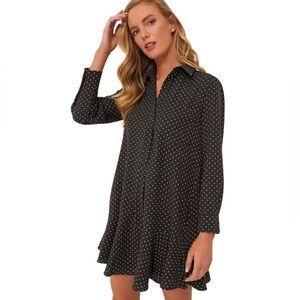 TUCKERNUCK Callahan espresso and white polkadot swing shirt dress, size small